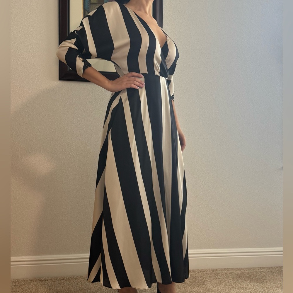 Zara Black and Cream Maxi Dress